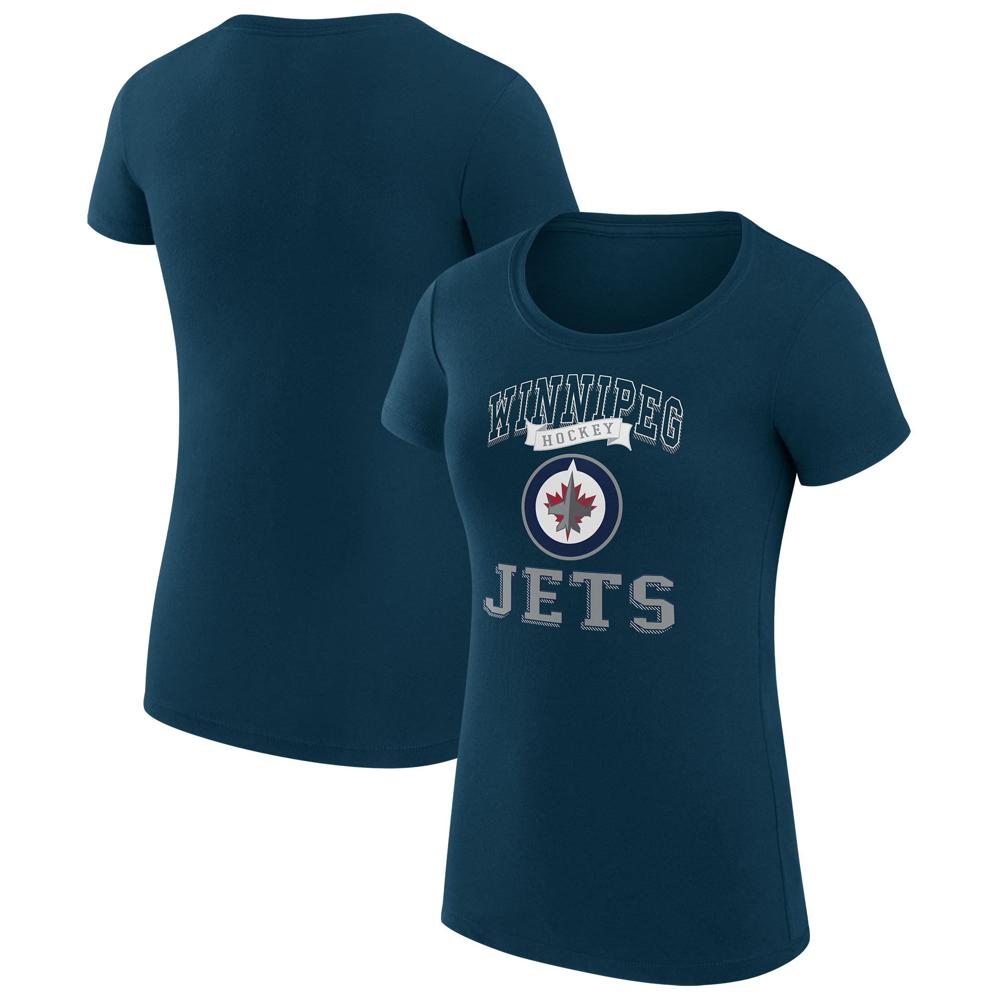 Women's G-III 4Her by Carl Banks Navy Winnipeg Jets Super-Slim Fit Lightweight Team Logo Graphic T-Shirt